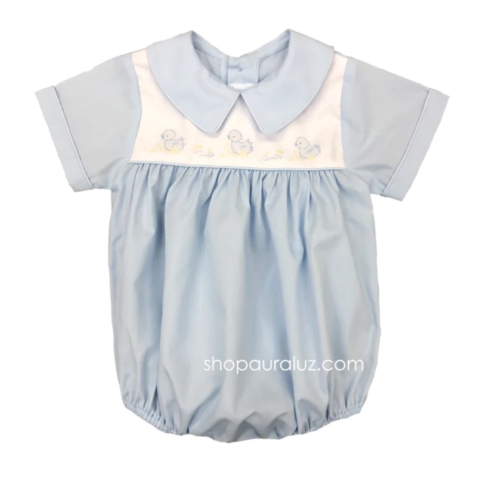 Auraluz Baby Boy Light Blue Duck Smocked Bubble Romper